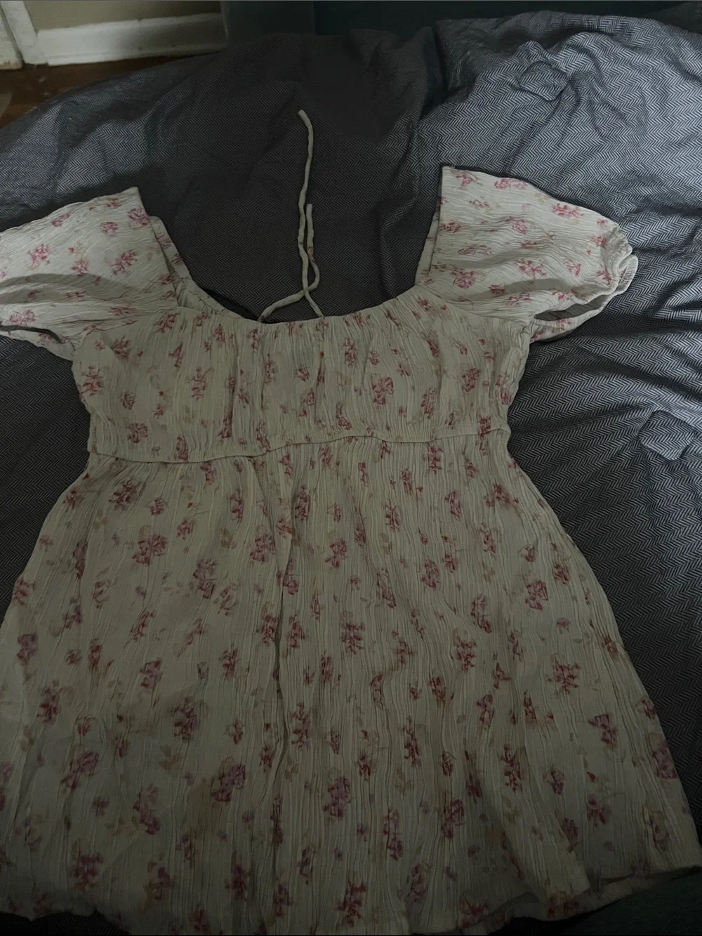 Madewell Cream Floral Wrap Blouse with Pink Print